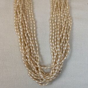 12-Strand Rice Pearl Beaded Necklace